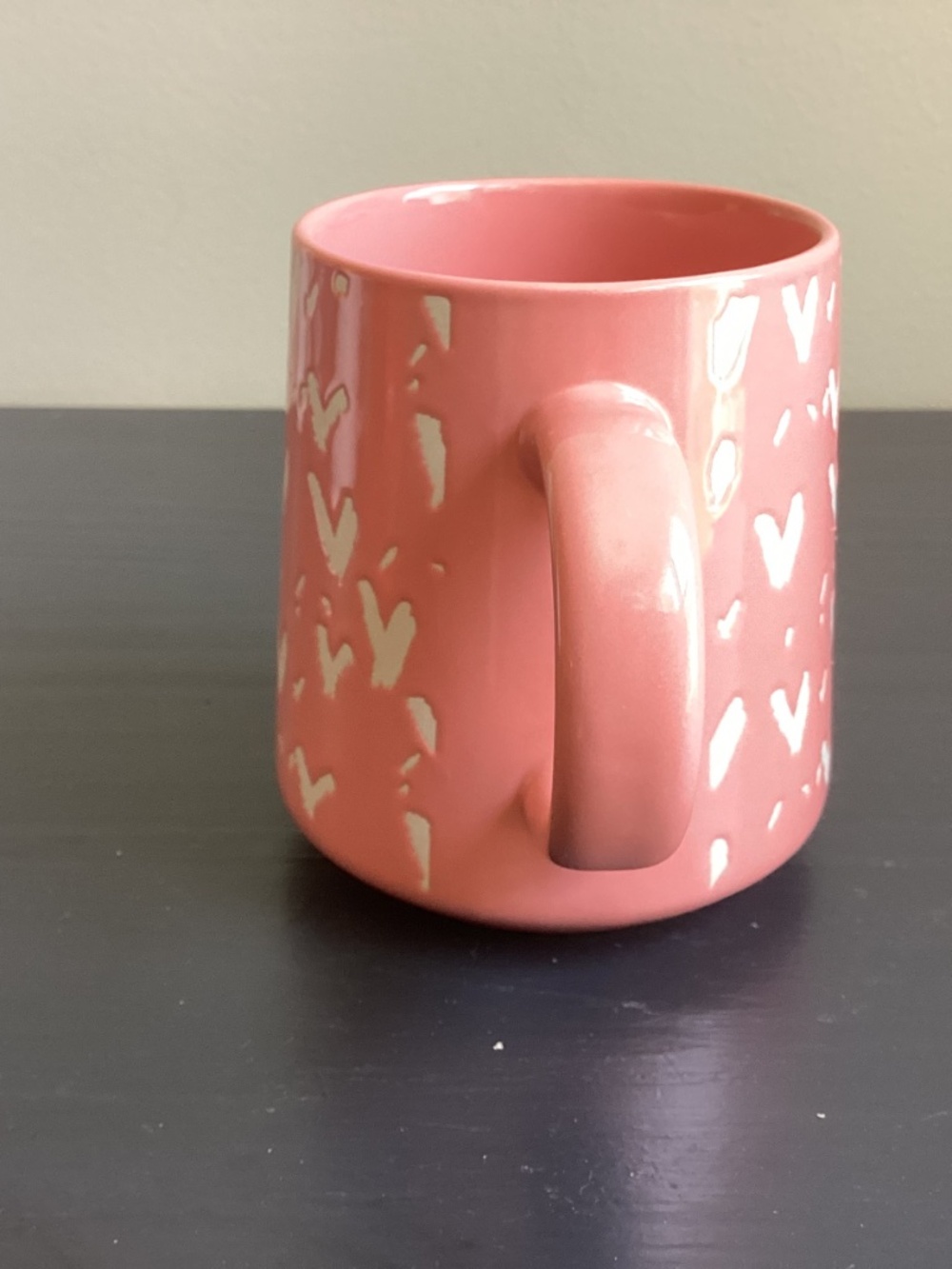 Thyme & Table 16oz Ceramic Coffee Mug Pink With White Hearts - Picture 2 of 5